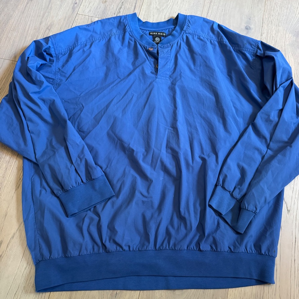 VTG 90s Nike Golf Mens XXL Royal Blue Henley Windbreaker‎ Pullover